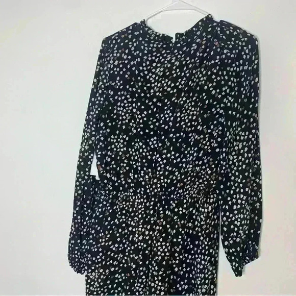 NWT aqua Bloomingdale’s black caramel and ivory speckled jumpsuit sz L - Picture 7 of 9